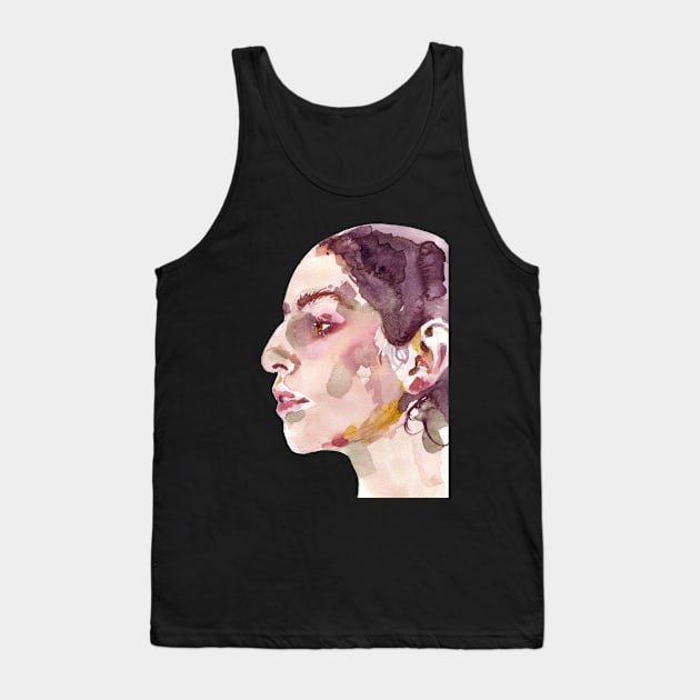 Olive - A Watercolour Portrait Side Profile Tank Top by AnitasArtStore